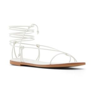 Aldo White Strappy Ankle Wrap Sandals Size 7